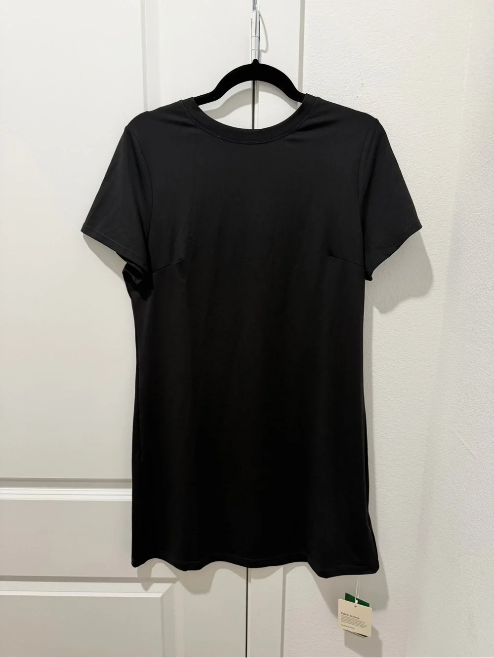 NWT Halara Round Neck Short Sleeve Solid Mini Casaul Tee Dress in Black - Picture 5 of 9